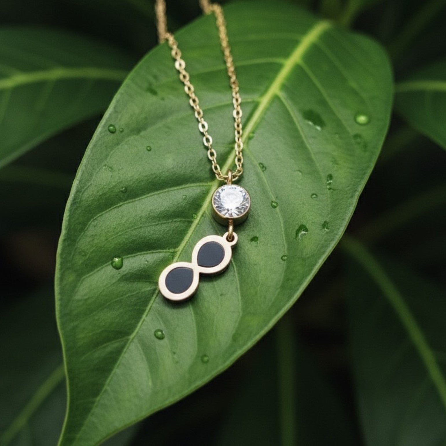 Eternal Loop Black Enamel Pendant Necklace