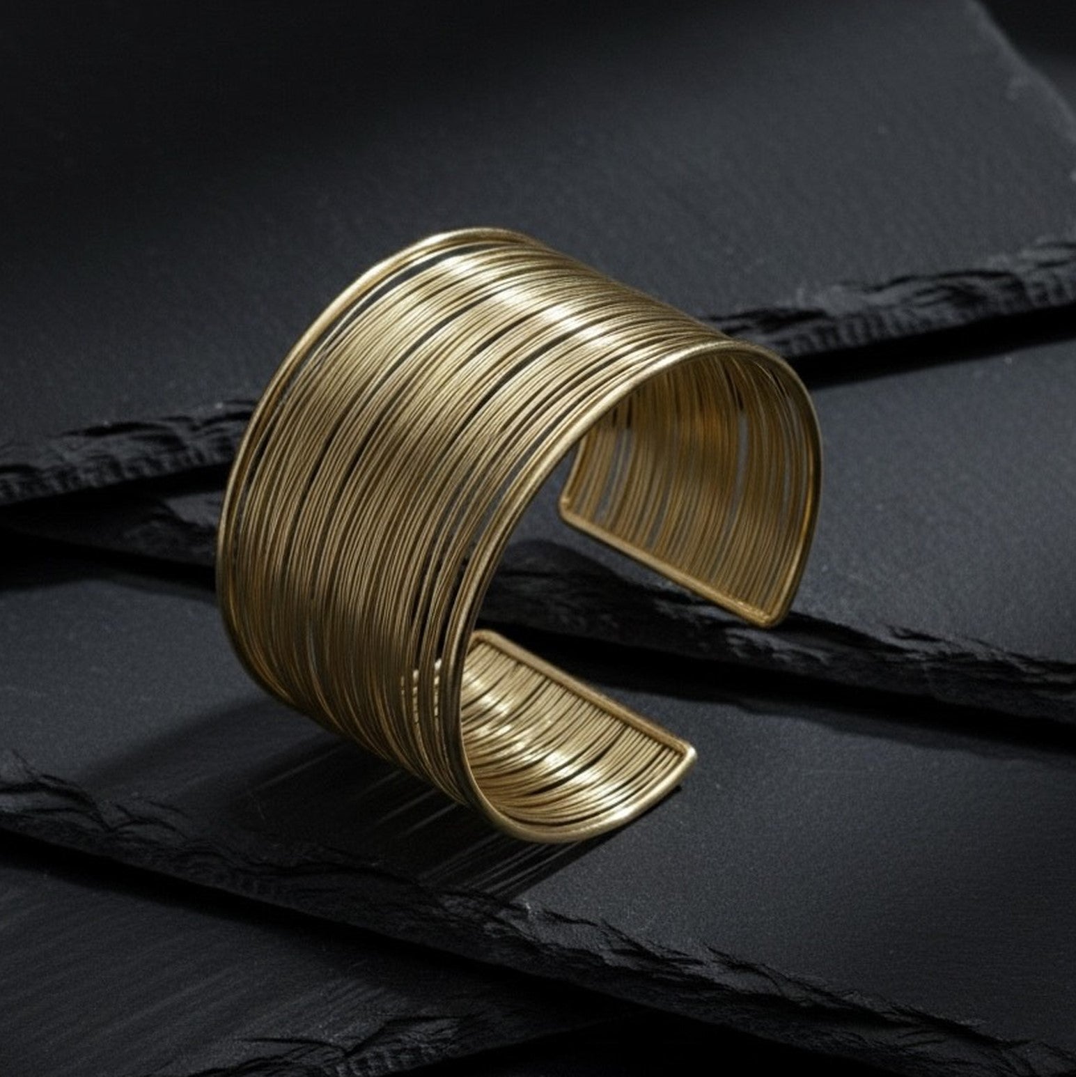 Sculpted Gold Wire Statement Cuff