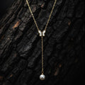 Ethereal Butterfly Pearl Drop Necklace