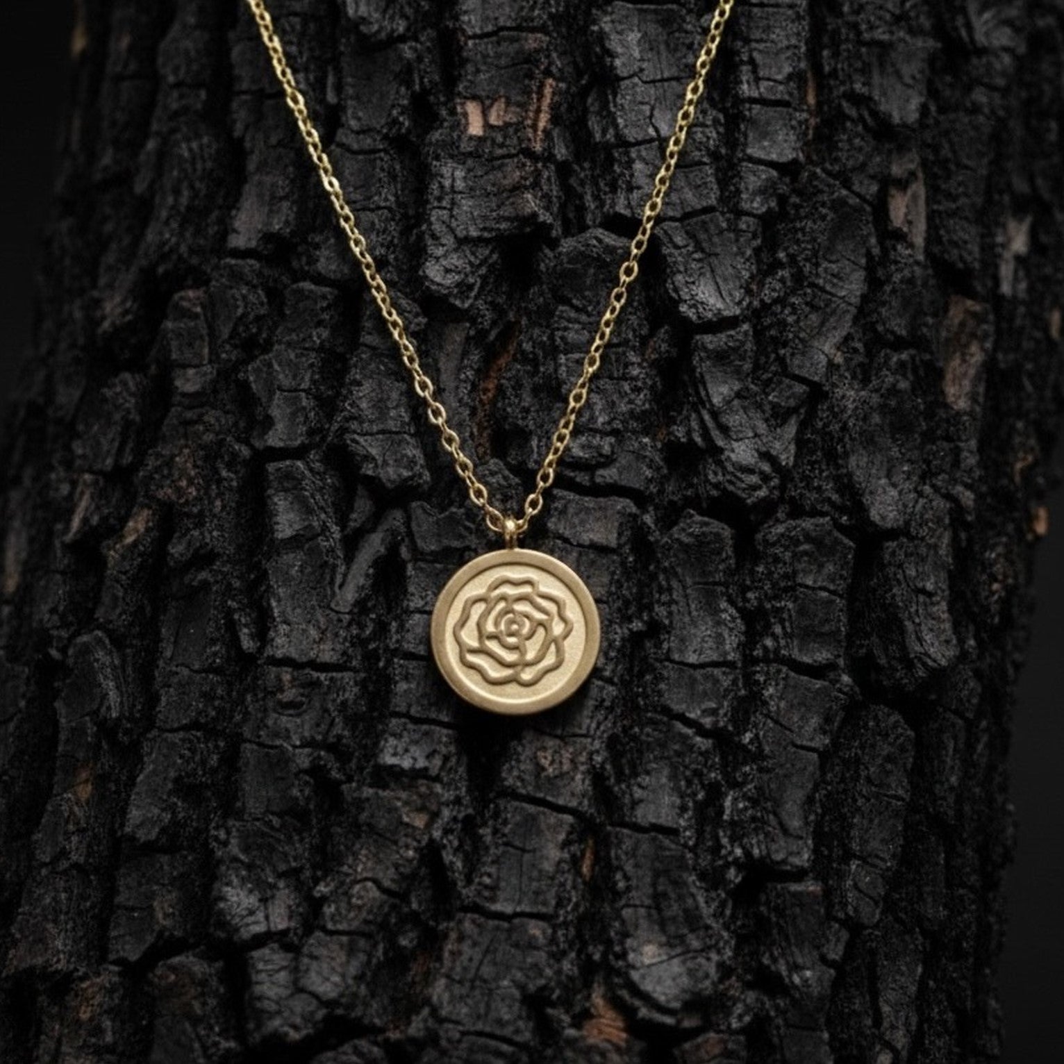 Eternal Rose Medallion Gold Necklace